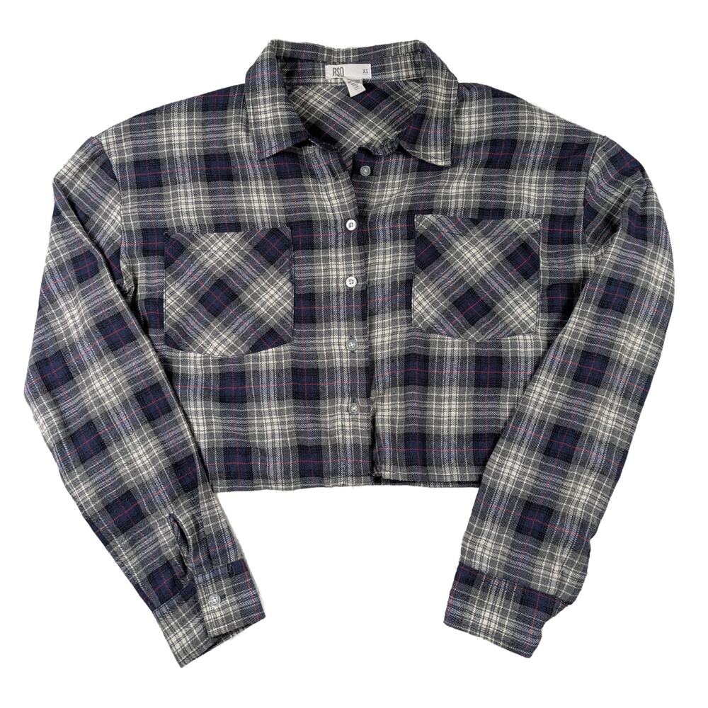 RSQ Cropped Flannel Shirt Size XS